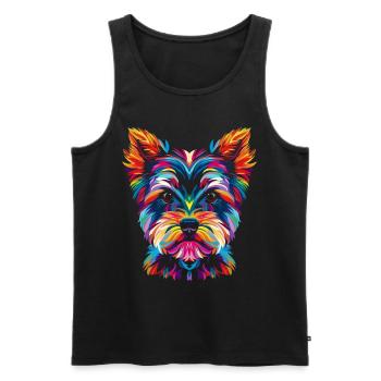 Yorkshire Terrier Chien Yorkie Popart - Débardeur bio Premium Homme - noir - Devant - Michal (187cm)