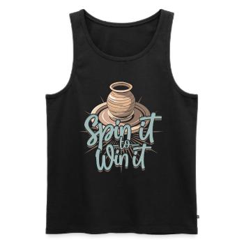 Pottery Pottery Pottery Spin It To Win It - Men's Premium Organic Tank Top - black - Front - AI Model Male 178 light (178cm)