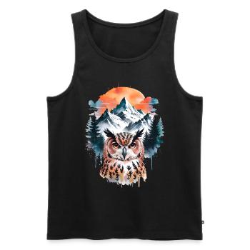 Eule Wasserfarben Effekt Schleiereule Uhu Eulen - Männer Premium Bio Tank Top - Schwarz - Vorne - AI Model Male 178 light (178cm)