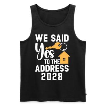 Nous avons dit à l’adresse 2028 - Débardeur bio Premium Homme - noir - Devant - AI Model Male 178 light (178cm)