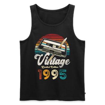 Vintage 1995 Geburtstag Kassette Bleistift - Männer Premium Bio Tank Top - Schwarz - Vorne - Michal (187cm)