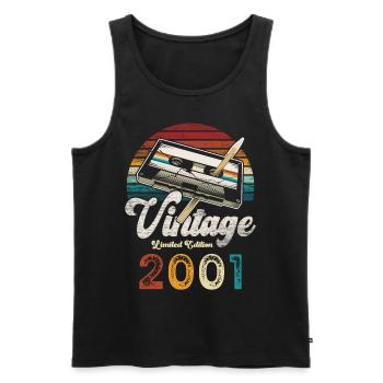 Vintage 2001 Birthday Cassette Pencil - Men's Premium Organic Tank Top - black - Front - Michal (187cm)