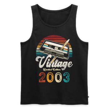 Vintage 2003 Geburtstag Kassette Bleistift - Männer Premium Bio Tank Top - Schwarz - Vorne - Michal (187cm)