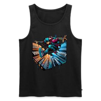 Parkour - Männer Premium Bio Tank Top - Schwarz - Vorne - AI Model Male 178 light (178cm)