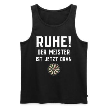 Cadeau de fléchettes Jeu de fléchettes Bullseye - Débardeur bio Premium Homme - noir - Devant - AI Model Male 178 light (178cm)