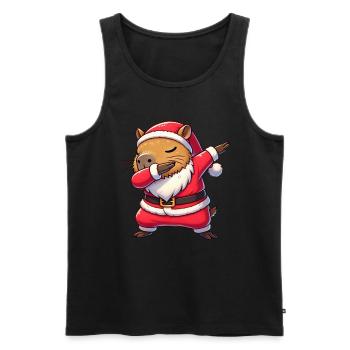 Weihnachten Capybara Santa Funny Wasserschwein - Männer Premium Bio Tank Top - Schwarz - Vorne - Michal (187cm)