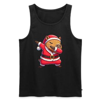 Weihnachten Capybara Santa Funny Wasserschwein - Männer Premium Bio Tank Top - Schwarz - Vorne - Michal (187cm)