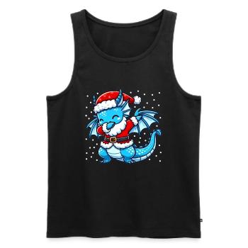 Christmas Dragon Santa Claus Funny Dragon - Men's Premium Organic Tank Top - black - Front - Michal (187cm)