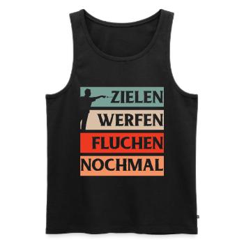 Cadeau de fléchettes Jeu de fléchettes Bullseye - Débardeur bio Premium Homme - noir - Devant - AI Model Male 178 light (178cm)