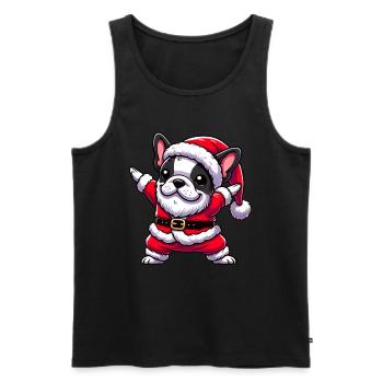 Noël Frenchie Père Noël Drôle Français - Débardeur bio Premium Homme - noir - Devant - Michal (187cm)