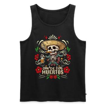 Dia De Los Muertos Totenkopf Totenschädel Tequilla - Männer Premium Bio Tank Top - Schwarz - Vorne - Michal (187cm)