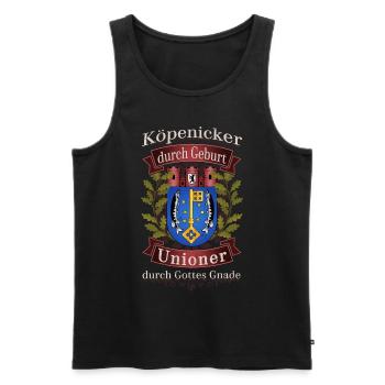 Köpenicker durch Geburt Unioner durch Gottes Gnade - Männer Premium Bio Tank Top - Schwarz - Vorne - Michal (187cm)