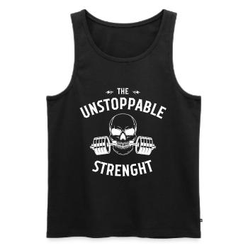 Unstoppable Strength T-Shirt - Geschenkidee - Männer Premium Bio Tank Top - Schwarz - Vorne - Michal (187cm)
