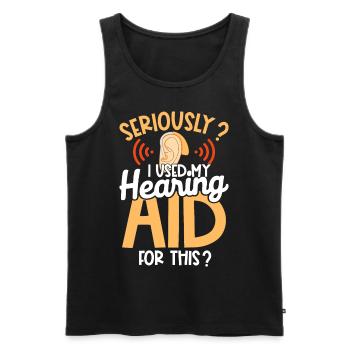 Deaf Pride Awareness ASL Gebärdensprache - Männer Premium Bio Tank Top - Schwarz - Vorne - Michal (187cm)