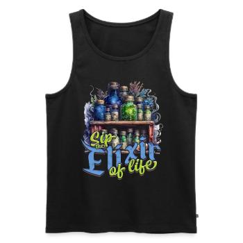 Pharmacist Herb Collector Sip The Elixir Of Life - Men's Premium Organic Tank Top - black - Front - AI Model Male 178 light (178cm)