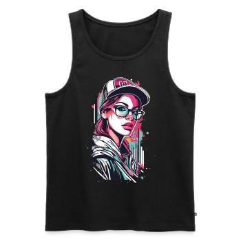 Urban Girl im Pop Art Stil - Männer Premium Bio Tank Top - Schwarz - Vorne - AI Model Male 178 light (178cm)