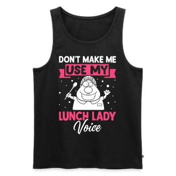 Cafeteria-Mitarbeiterin zwingt mich nicht, die Sti - Männer Premium Bio Tank Top - Schwarz - Vorne - Michal (187cm)