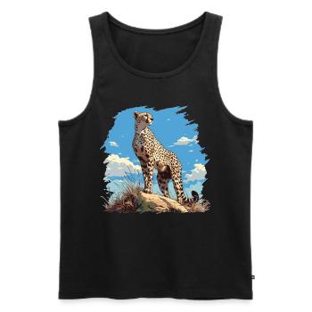 Cheetah Geparde Gepard - Men's Premium Organic Tank Top - black - Front - AI Model Male 178 light (178cm)