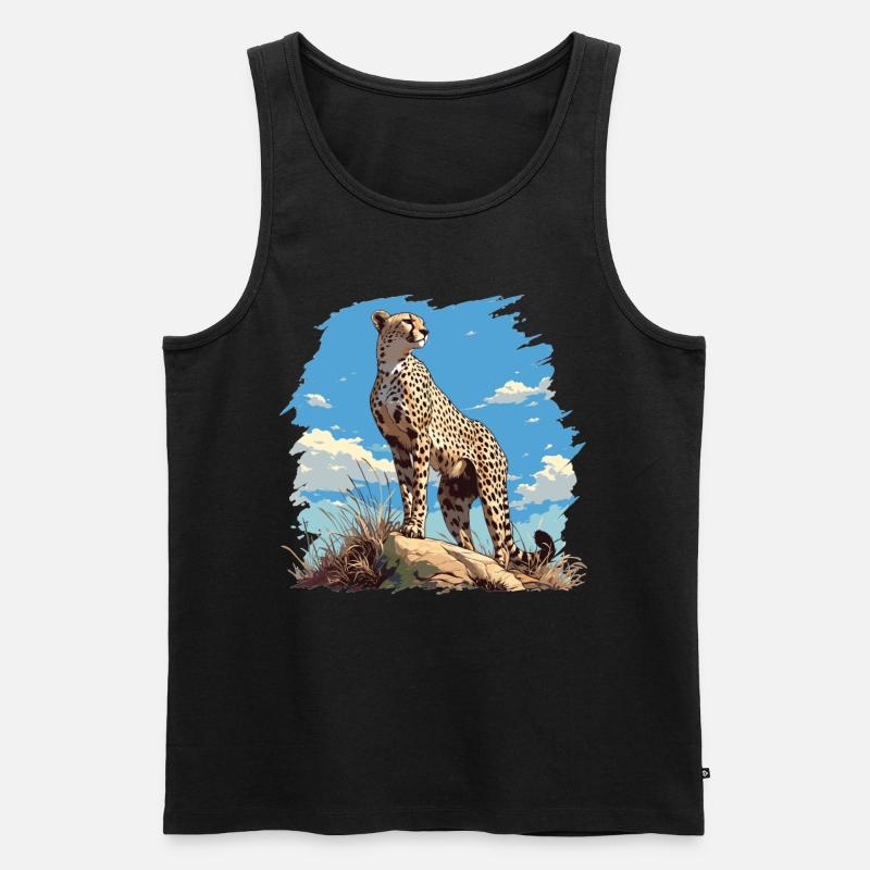 Cheetah Geparde Gepard - Männer Premium Bio Tank Top - Schwarz