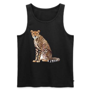Cheetah Geparde Gepard - Men's Premium Organic Tank Top - black - Front - AI Model Male 178 light (178cm)