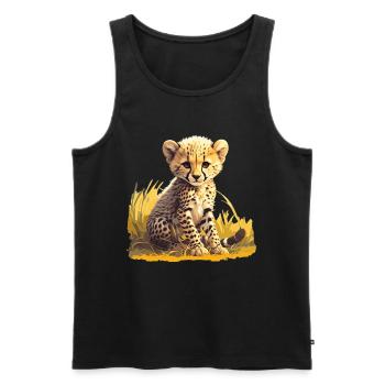 Cheetah Geparde Gepard - Men's Premium Organic Tank Top - black - Front - AI Model Male 178 light (178cm)