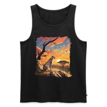 Cheetah Geparde Gepard - Men's Premium Organic Tank Top - black - Front - AI Model Male 178 light (178cm)