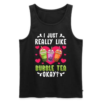Bubble Tea Boba BubbleTea Kawaii Japan Tea Kpop - Men's Premium Organic Tank Top - black - Front - Michal (187cm)