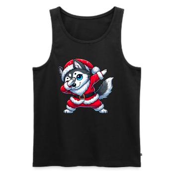 Weihnachten Husky Santa Funny Husky Liebhaber - Männer Premium Bio Tank Top - Schwarz - Vorne - Michal (187cm)
