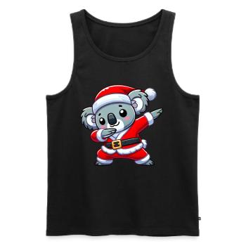 Noël Koala Père Noël Drôle d’amoureux des koalas - Débardeur bio Premium Homme - noir - Devant - AI Model Male 178 light (178cm)