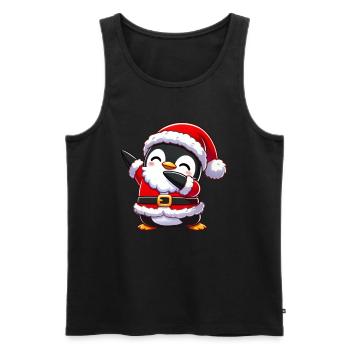 Pingouin de Noël Père Noël Plus drôle - Débardeur bio Premium Homme - noir - Devant - Michal (187cm)