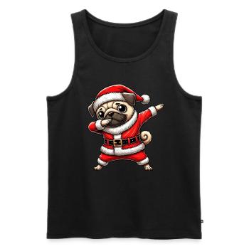 Weihnachten Mops Weihnachtsmann Lustiger Mops - Männer Premium Bio Tank Top - Schwarz - Vorne - AI Model Male 178 light (178cm)