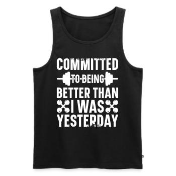 Fitness Trainer Weightlifting GYM Bodybuilding - Men's Premium Organic Tank Top - black - Front - Michal (187cm)