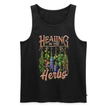 Apotheker Kräutersammler Healing In The Herbs - Männer Premium Bio Tank Top - Schwarz - Vorne - AI Model Male 178 light (178cm)