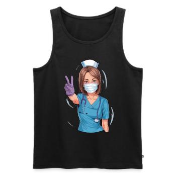 Lustige Krankenschwester mit Humor - Männer Premium Bio Tank Top - Schwarz - Vorne - Michal (187cm)