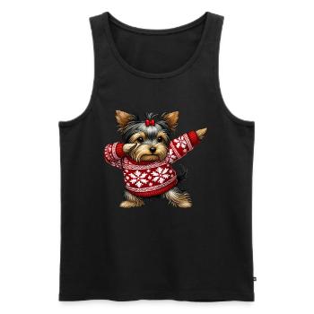 Yorkshire Terrier Christmas Yorkie Ugly - Men's Premium Organic Tank Top - black - Front - AI Model Male 178 light (178cm)