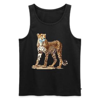 Cheetah Geparde Gepard - Men's Premium Organic Tank Top - black - Front - AI Model Male 178 light (178cm)