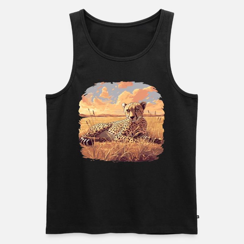 Cheetah Geparde Gepard - Männer Premium Bio Tank Top - Schwarz