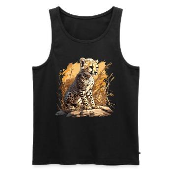 Cheetah Geparde Gepard - Men's Premium Organic Tank Top - black - Front - AI Model Male 178 light (178cm)