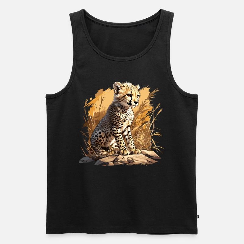 Cheetah Geparde Gepard - Männer Premium Bio Tank Top - Schwarz