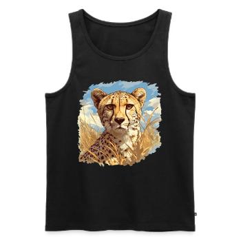 Cheetah Geparde Gepard - Men's Premium Organic Tank Top - black - Front - AI Model Male 178 light (178cm)