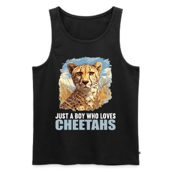 Cheetah Geparde Gepard - Men's Premium Organic Tank Top - black - Front - AI Model Male 178 light (178cm)