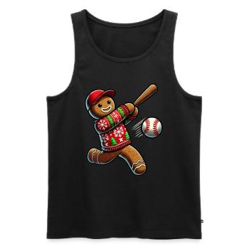 Baseball Weihnachten Lebkuchenmann Baseball - Männer Premium Bio Tank Top - Schwarz - Vorne - Michal (187cm)