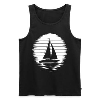 Voilier Catamaran à voile Skipper Yacht à voile - Débardeur bio Premium Homme - noir - Devant - AI Model Male 178 light (178cm)