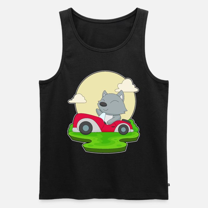 Katze Auto - Männer Premium Bio Tank Top - Schwarz