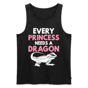 dragon barbu lézard amant fille princesse br - Débardeur bio Premium Homme - noir - Devant - Michal (187cm)