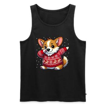 Noël Corgi gallois Corgi Noël laid - Débardeur bio Premium Homme - noir - Devant - Michal (187cm)
