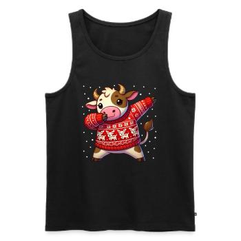Weihnachten Kuh Landwirt Lustige Kuh Hässliche - Männer Premium Bio Tank Top - Schwarz - Vorne - AI Model Male 178 light (178cm)