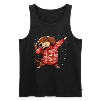 Noël Teckel Chien Teckel Moche Noël - Débardeur bio Premium Homme - noir - Devant - Michal (187cm)
