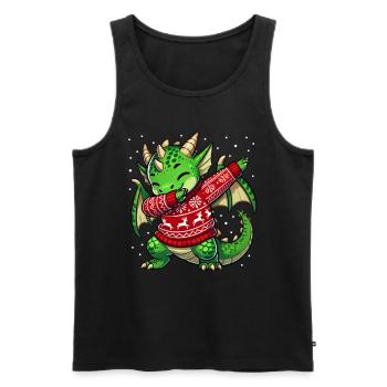 Noël Dragon Dragon Noël laid - Débardeur bio Premium Homme - noir - Devant - Michal (187cm)