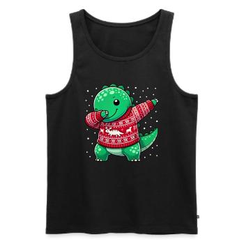 Noël Dino Dinosaure Moche Noël - Débardeur bio Premium Homme - noir - Devant - AI Model Male 178 light (178cm)